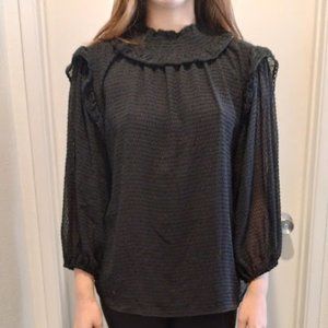 Zac and Rachel High ruffle neck long sleeve blouse size Large